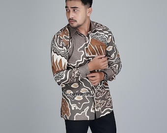 Batik Toba Men's Shirt Premium Cotton Long Sleeve with Full Lining