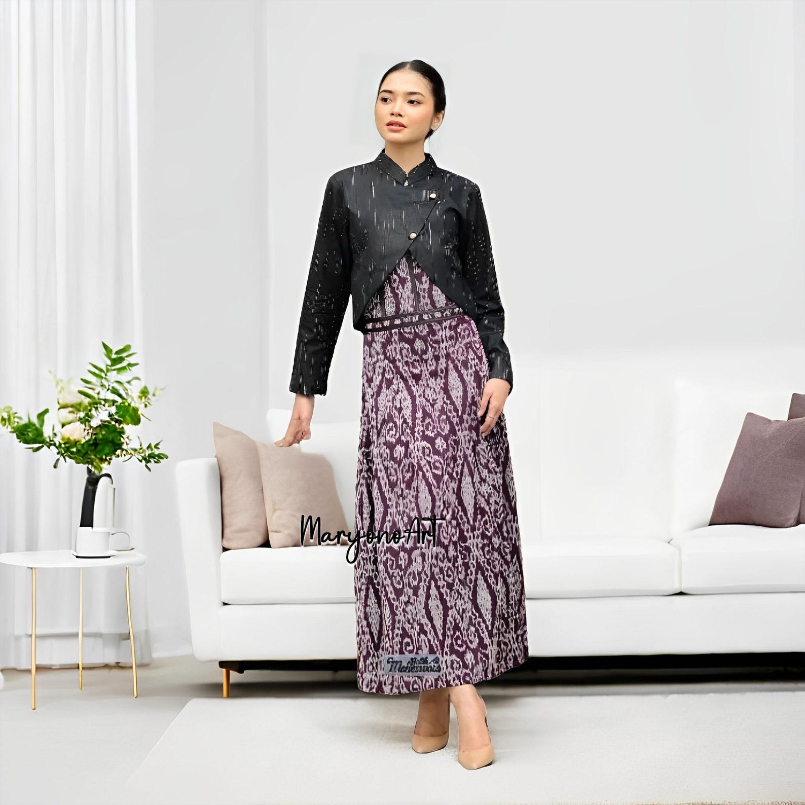 Batik One Set Janggan Kebaya With Lily Woven Skirt Elegant and