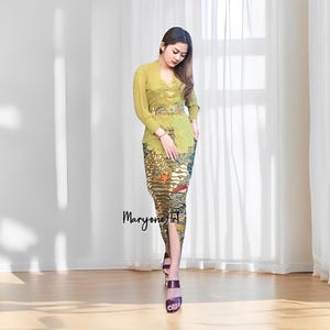 Cheap Embroidered Balinese Kebaya Modern Embroidered Encim Kebaya Set,Bali Kebaya,Balinese Dress,Kebaya Bali,Bali Blouse,Balinese Kebaya