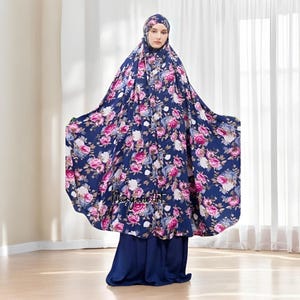 Arisha Salimah Maxi Navy Mukena Classic and Chic Prayer Attire,Mukena,Muslim Prayer Dress,Muslim Prayer Attire,Prayer Outfit