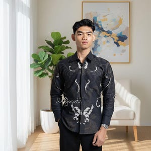 Premium Men's Indonesian Batik Shirt Nirwana Motif Full Furing Cotton Shirt