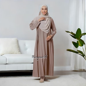 Camila Deep Taupe Abaya Dress Plain Elegant and Comfortable,Muslim Dress,Muslim Dress Wedding,Women Muslim Attire,Women Islamic Dress