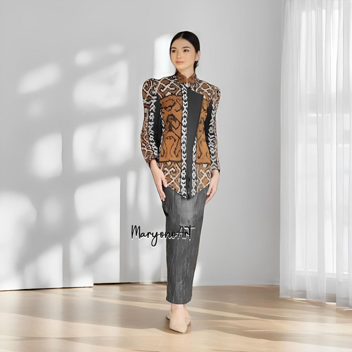 Janggan Batik Kebaya Elegant With Lurik Woven Span Skirt,kebaya Dress