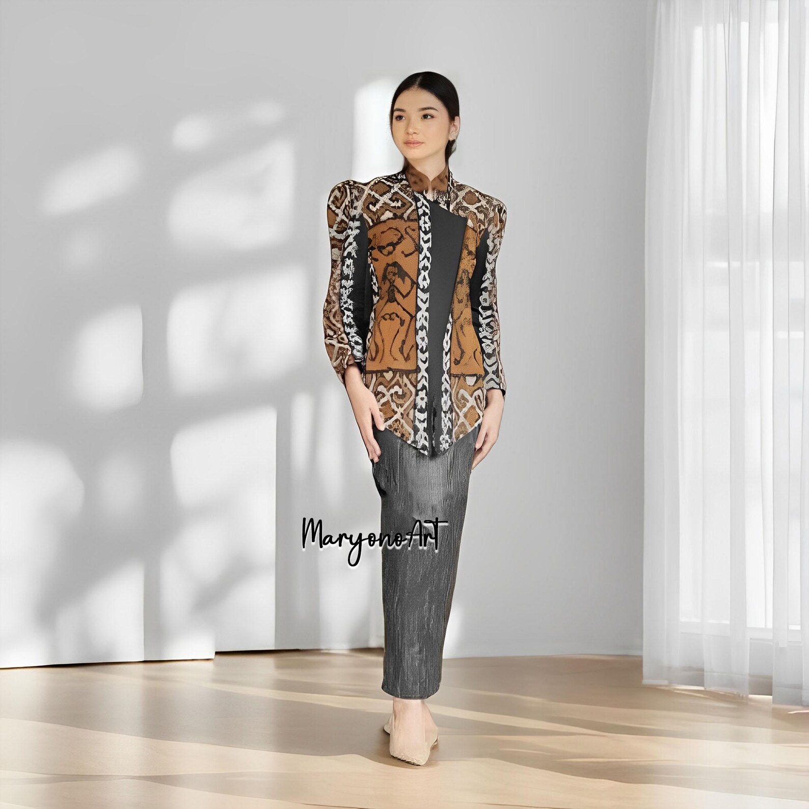 Janggan Batik Kebaya Elegant With Lurik Woven Span Skirt,kebaya Dress