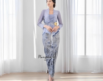 Batik Embroidered Kebaya Set Stylish Choice for Formal Occasions,Bali Kebaya,Balinese Dress,Kebaya Bali,Bali Blouse,Balinese Kebaya