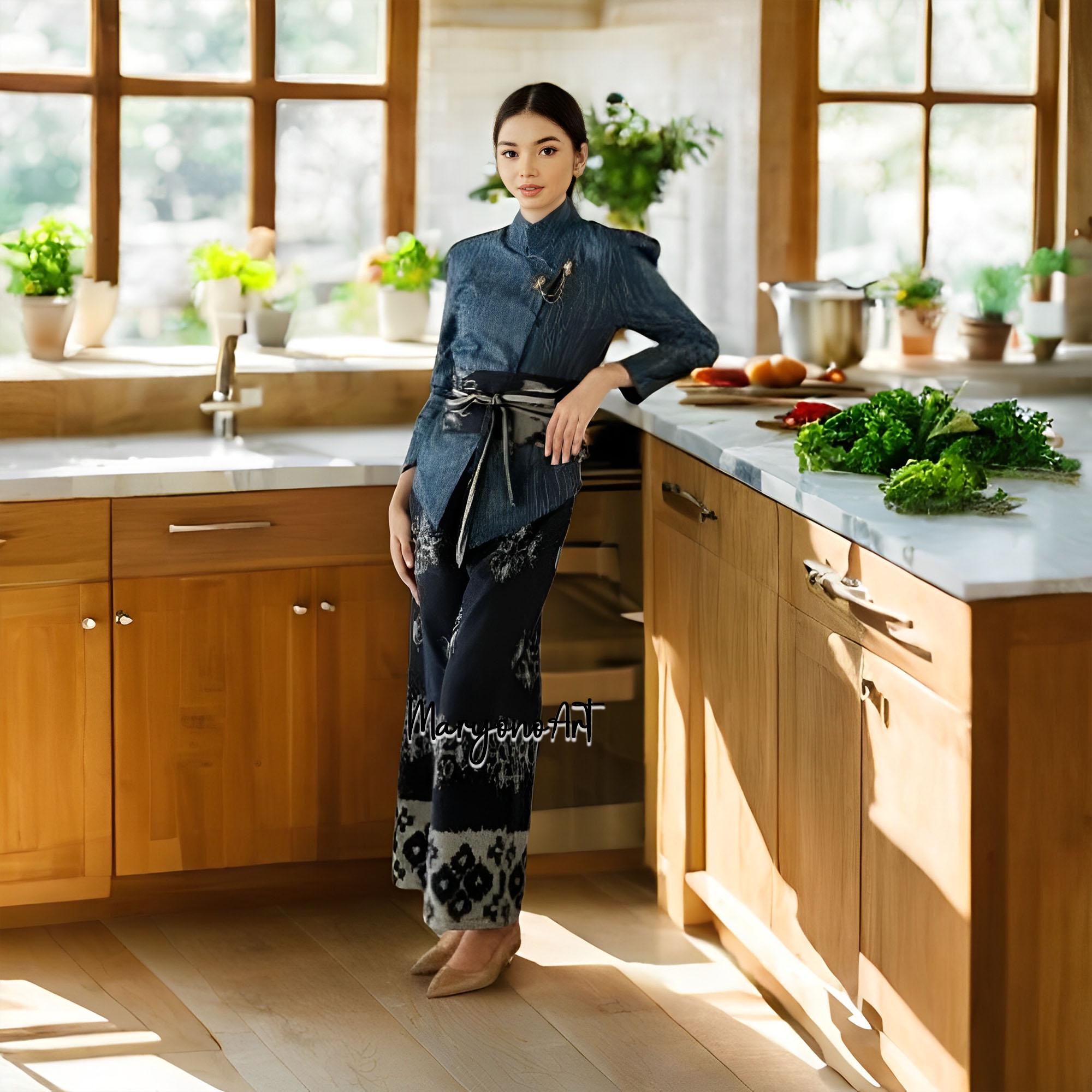 Bronze Gold Bali Kebaya Pants Set