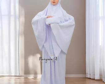 Set da preghiera Zunaira da viaggio per adulti 2 in 1 Mukena in cotone di alta qualità, Mukena, Abito da preghiera musulmano, Abbigliamento da preghiera musulmano, Abito da preghiera
