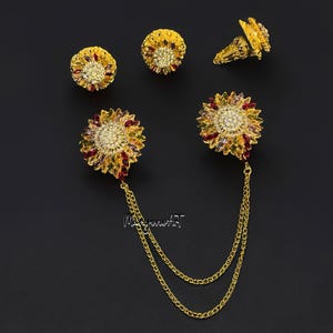 Borobudur Button and Bros Set Heritage Flair, Kebaya Brosch, Bros Kebaya, Traditionell Brosch, Etnisk Brosch, Bröllopsbrosch, Guld Kebaya Brosch