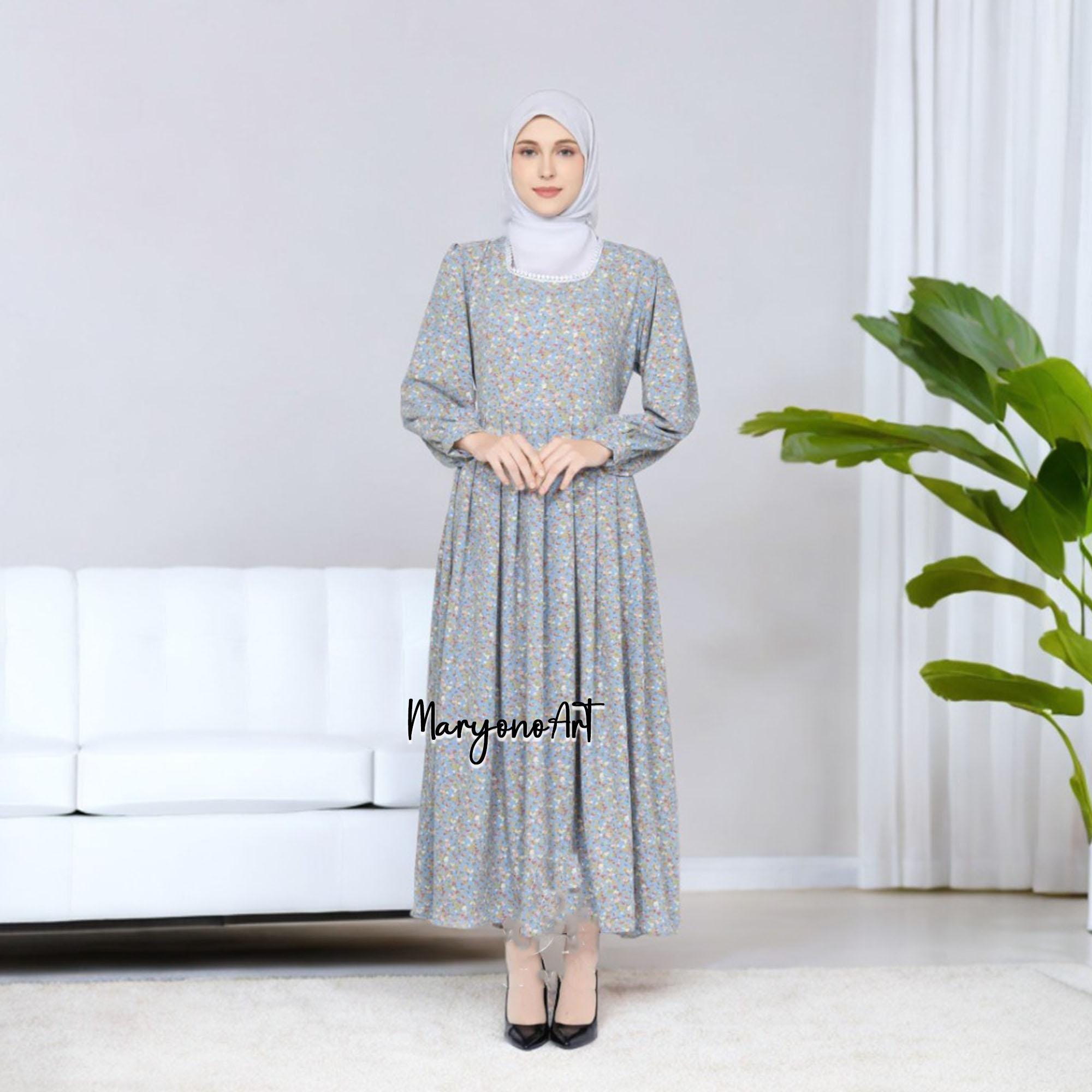 beach dress muslimah Women's Bohemian Beach Long Dress Spring Summer Casual V-Neck