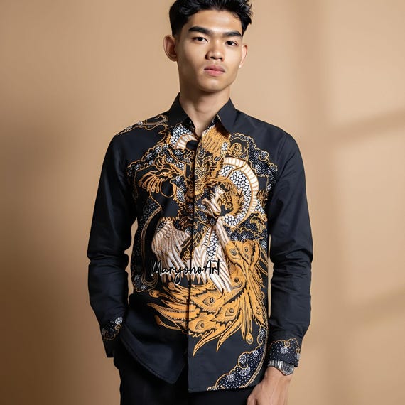 slim fit dress slacks Men's Gold Chains Print Button Down Long Sleeve Silk Shirt Gold / XL