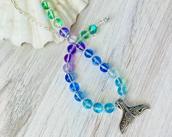 Whale Tail - handmade beaded Necklace - Mermaid glass