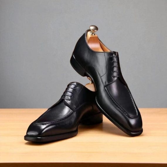 Handmade Black Leather Oxford Dress Shoes: Classic Lace-up  display picture 3