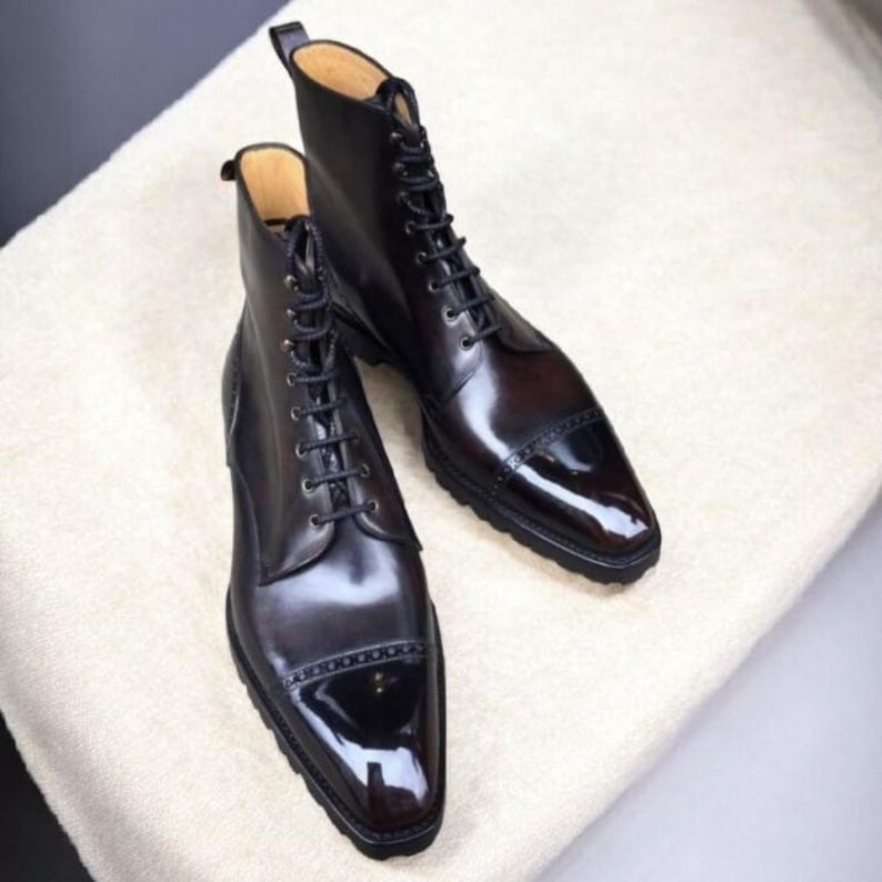 ANUFER Hombre Guapo Cuero Botas Chelsea Brogue Formal Slip-On Tobillo Zapatos de Vestir Negro SD5A40124 EU37.5 ANUFER Hombre Guapo Cuero Botas Chelsea Brogue Formal Slip-On Tobillo Zapatos de Vestir Negro SD5A40124 EU37.5