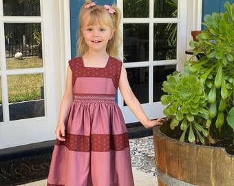 Size 4 Hand Smocked Dress, handsewn classic girls party dress