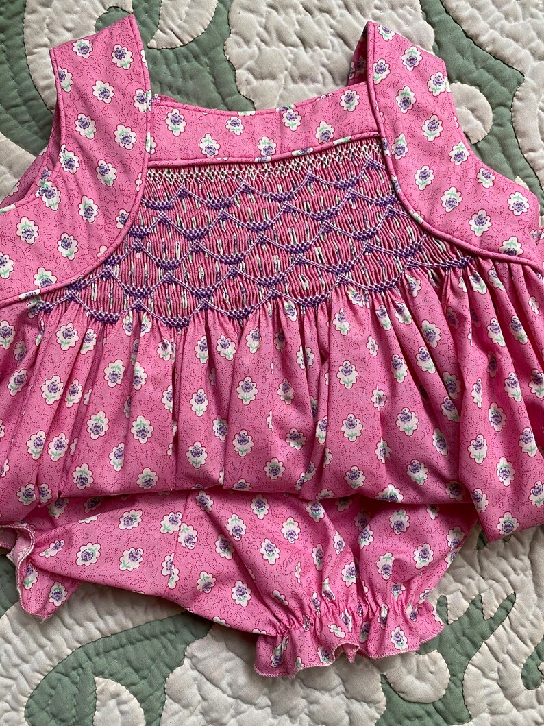 Size 6 months1 year hand Smocked pink sundress with matching knickers