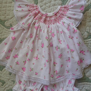 Size 6 months Hand Smocked Bishop Yoke Dress with matching knickers.