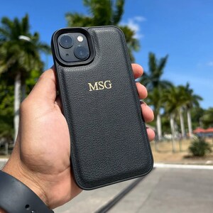 Personalized Leather Case for iPhone 15/14/13/12/11 Pro/Pro Max - Luxury Shockproof Case - Multiple Colors -  With Your Text - Gift Idea