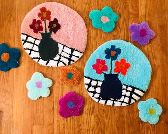 Floral Tufted Rug, Floral Tufted Wall Hanging, Plant Lover Gift