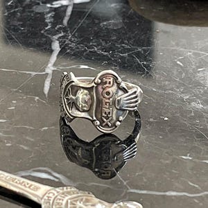 ROLEX - Bague manche de cuillère Rolex Collection sur mesure - vintage rétro cuillère métal argenté upcycling fait à la main