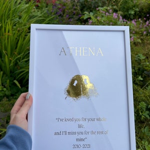 Dog Mom A4 foiled custom print, personalised with real pawprint. Wall art for dog owners