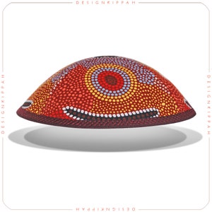 Jewish kippah • yarmulke | Australian Aboriginal art fabric | handmade Modern Judaica gift