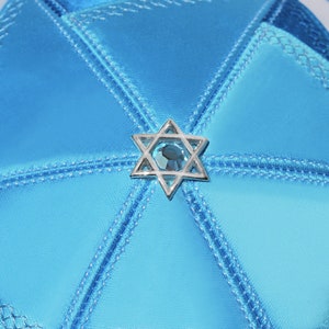 White blue David Star kippah yarmulke Jewish wedding _ Bar Mitzvah _ Shabbat_ Passover Modern Judaica image 3