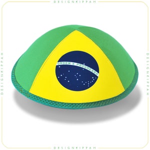 Flag of Brazil Jewish kippah | Modern Judaica gift