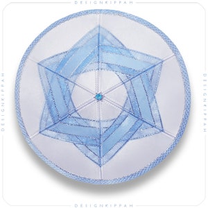 David Star kippah | Jewish wedding - Bar Mitzvah - Shabbat - Rosh Hashanah - Passover - Chanukkah | Handmade Modern Judaica gift