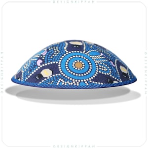 Jewish kippah • yarmulke | Australian Aboriginal art fabric | Handmade Modern Judaica gift