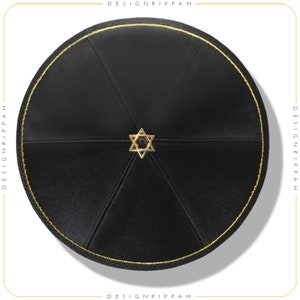 Black satin kippah Jewish wedding, Bar Mitzvah, Shabbat, Passover Modern Judaica image 2