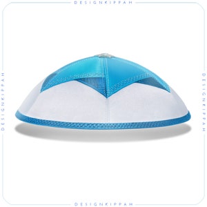 White blue David Star kippah yarmulke Jewish wedding _ Bar Mitzvah _ Shabbat_ Passover Modern Judaica image 1