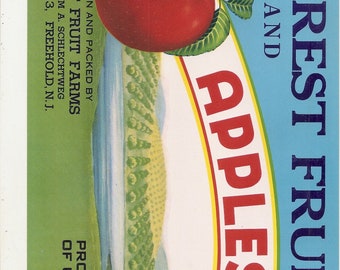 1950 Luepke Orchards Big Red Apples Scarce Lithograph Crate Label Yakima WA
