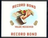 10 Old Embossed CIGAR BOX LABELS Record Bond,Canadian Club,Prudential,Blue Ribbon