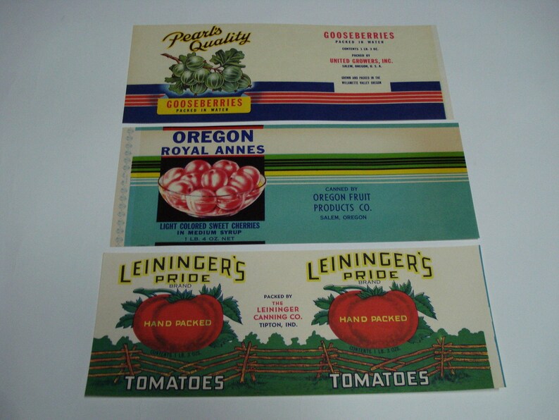 65 Old VINTAGE CAN LABELS All Different. image 4