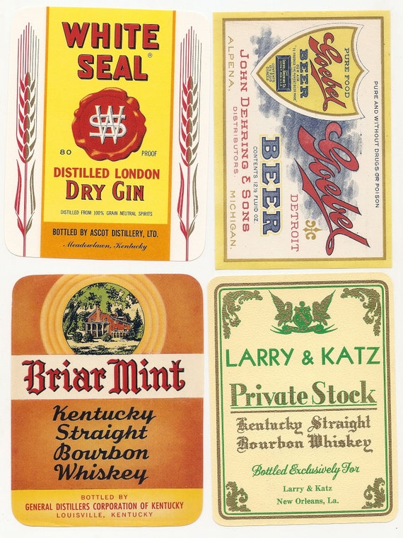 WHISKEY LABELS Boston Mass. Highland Spring Lot of 100 Old Vintage 1940/'s
