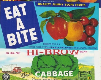 43 Old Vintage FRUIT  VEGETABLE Produce CRATE Labels