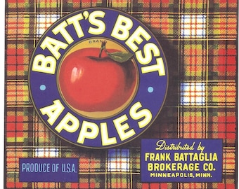 14 etiquetas antiguas de cajas de frutas de manzanas y peras de Washington, Minneapolis, MINN, etc.
