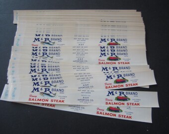 50  Old Vintage - M&R - SALMON STEAK - Can  LABELS - N.Y.