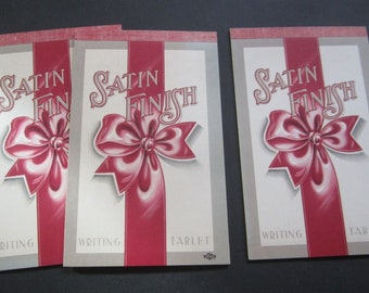 3 Old Vintage 1950's - SATIN FINISH - Writing Tablets
