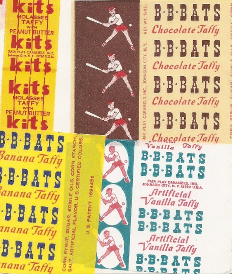 12 Old Assorted CANDY WRAPPERS BBBats Kits Etsy
