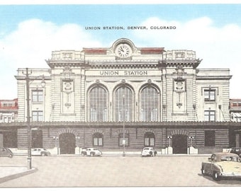 25 Unused 1940's vintage UNION STATION  DENVER , Colorado Postcards