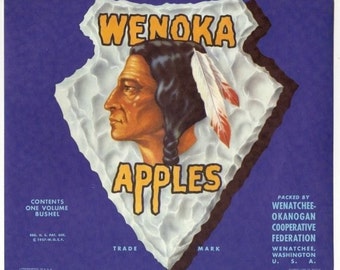 10 vintage Old APPLE CRATE LABELS  Washington Wenatchee Indian Chief etc....