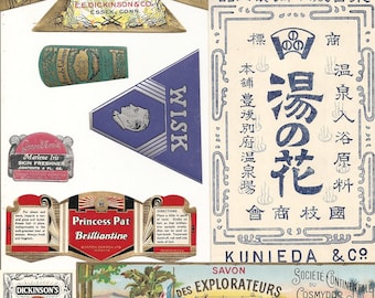 56 1930s plus Medicine cabinet Labels Drugstore,Pharmacy ,Poison ,BEAUTY,COSMETICS,French Perfume,Witch Hazel etc