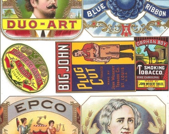 254 etiquetas vintage sin usar para cajas de PUROS/TABACO/PIPA, etc.