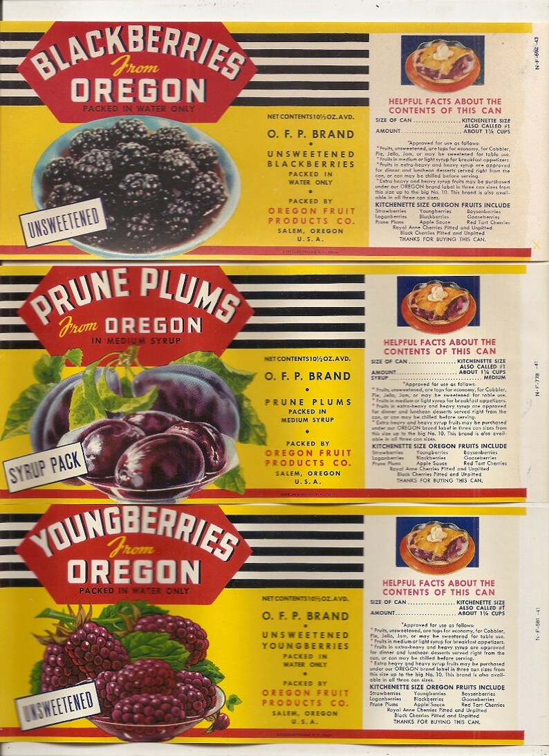 18 Different Old Vintage Salem OREGON Fruit / Vegetable Can Etsy