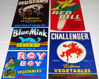 46 old Vintage FRUIT / Vegetable Crate Labels