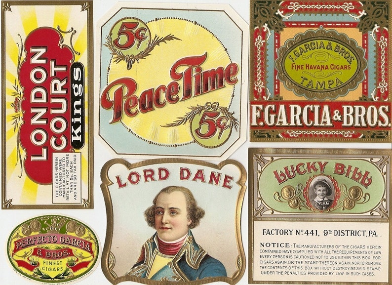 33 different 1930s plus TOBACCO and CIGAR Labels TOBACCO image 1