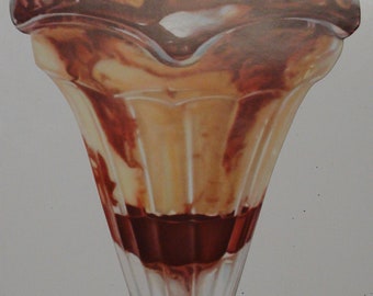 Old Vintage 1950's Ice CREAM FOUNTAIN - Hot Fudge Sundae Diecut