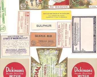 96 1930s plus Drugstore,Pharmacy ,Poison and Medicine Labels etc .