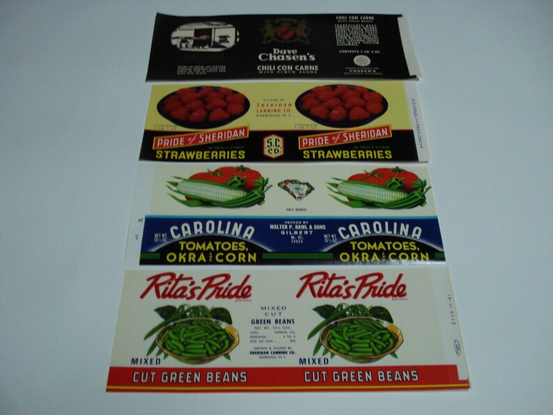 65 Old VINTAGE CAN LABELS All Different. image 9
